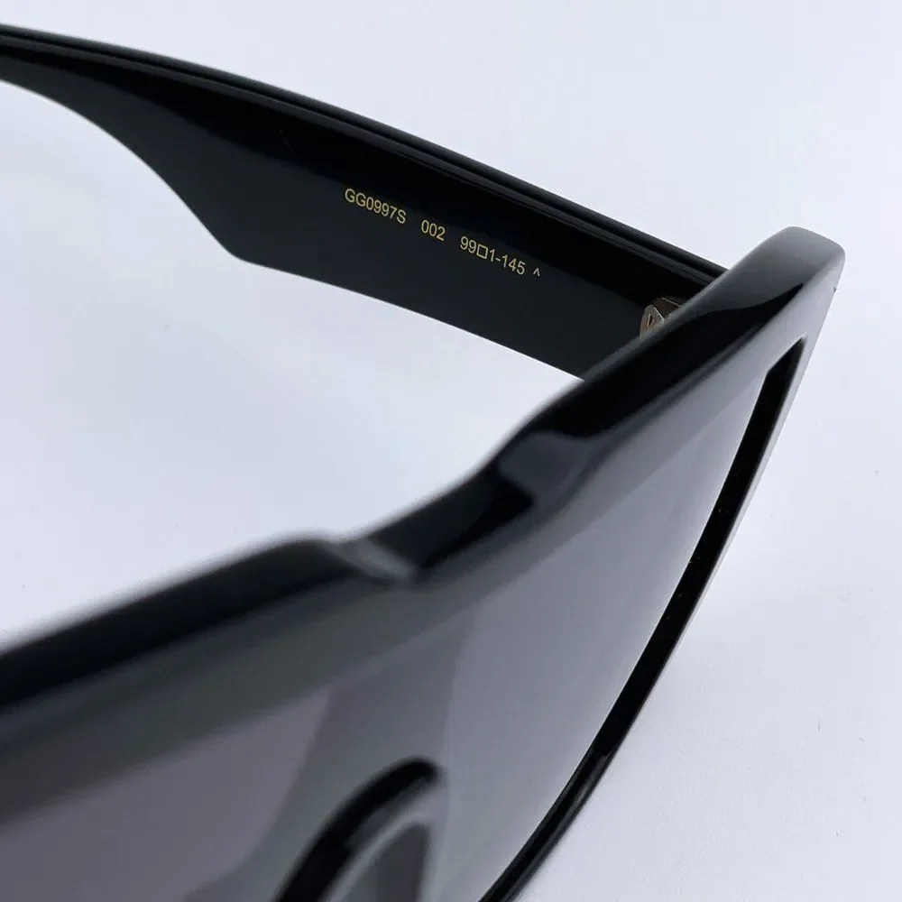 NEW Gucci LOGO GG0997S 002 Black Gray Shield Unisex Sunglasses